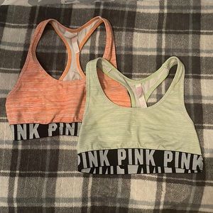 VS PINK Green + Orange Sports Bra Bundle